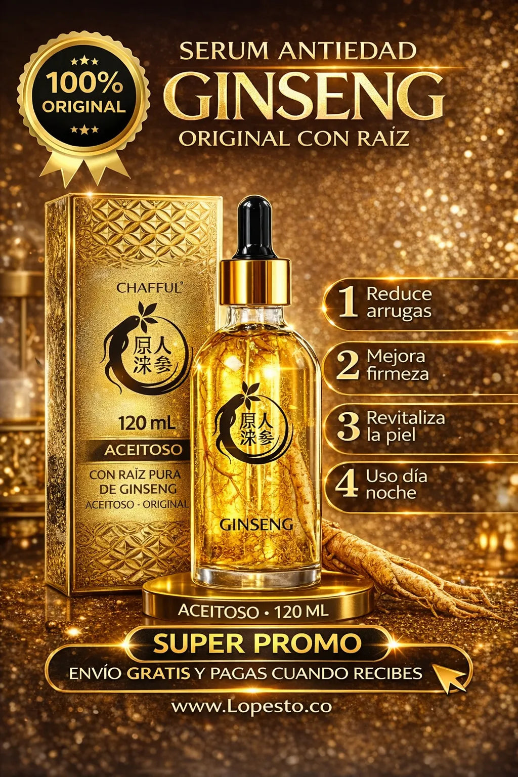 ✨ Sérum Ginseng™  120ml con raiz