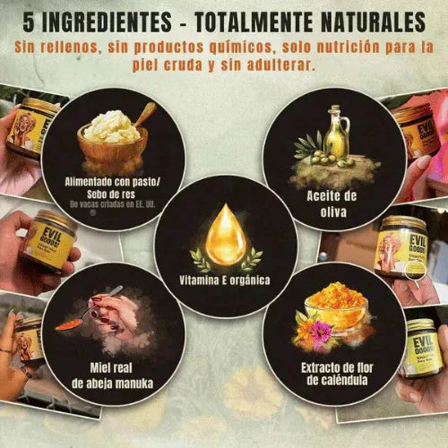 Evil Goods® Crema de Sebo de Res: El Secreto de Hollywood para una Piel Radiante.